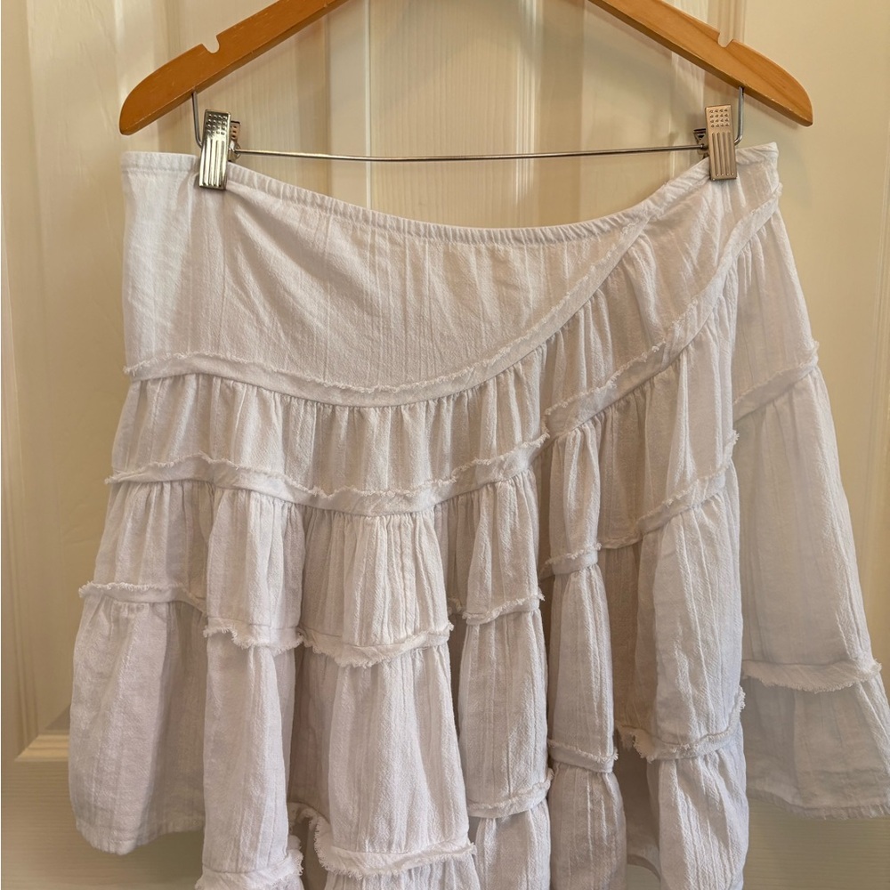 Free People White Tiered A-Line Skirt